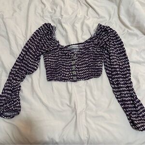 Black and White Patterned Women's Top